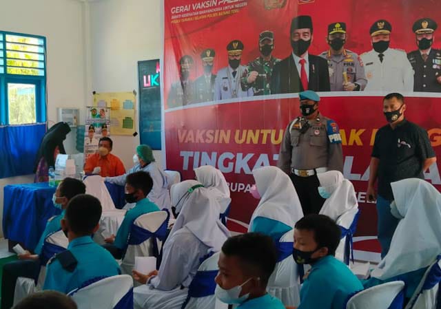Pertama Di Kecamatan, SMPN 1 Batangtoru Gelar Vaksinasi Anak Bangsa Tingkat Pelajar Dosis I SMPN