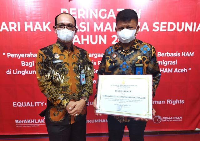 Lapas Banda Aceh Raih Penghargaan dari Menkumham RI Banda Aceh