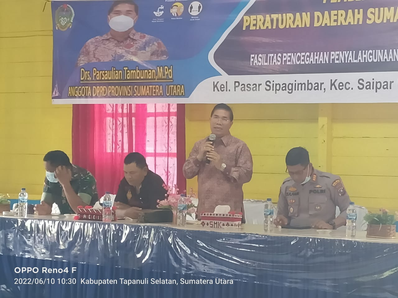Kapolsek SDH Jadi Narasumber Pada Sosialisasi Perda Sumut Nomor 1 Tahun 2019 di Sipagimbar Kapolsek