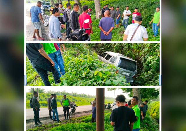 Satu Unit Mobil Kijang kapsul Ringsek Diduga Laka Tunggal satu